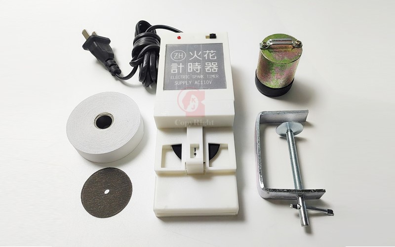 火花記錄計時器,AC Spark Recording Timer,高壓脈衝電火花,固定頻率,圓形碳紙 紙帶 C型夾 重錘,A12-010,國教儀器