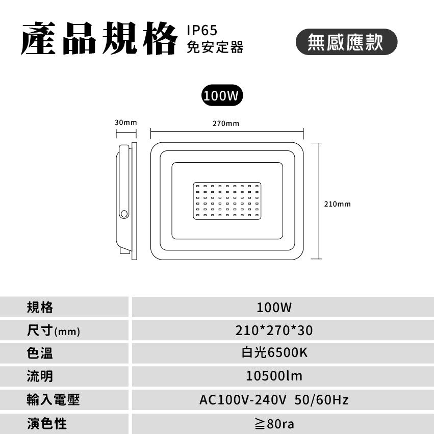 ◎大同LED 防水戶外投光燈/投射燈 30W/50W/100W，CNS認證，全電壓