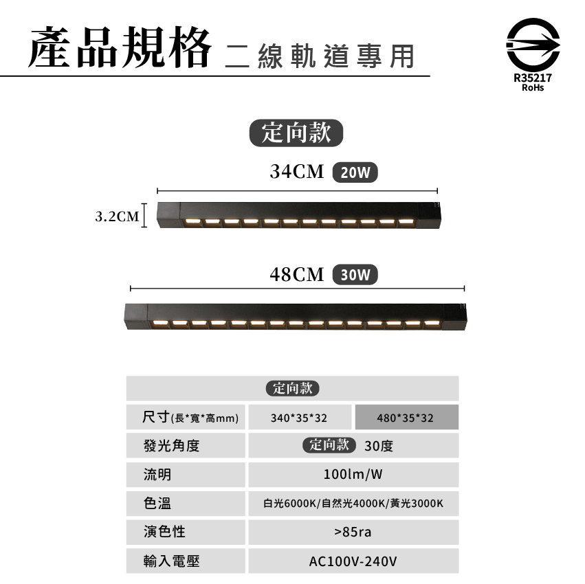 ◎LED長條/20W/30W定向 線型/長條軌道燈/聚光燈/補光燈/投射燈，簡約風，白/黃/自然光