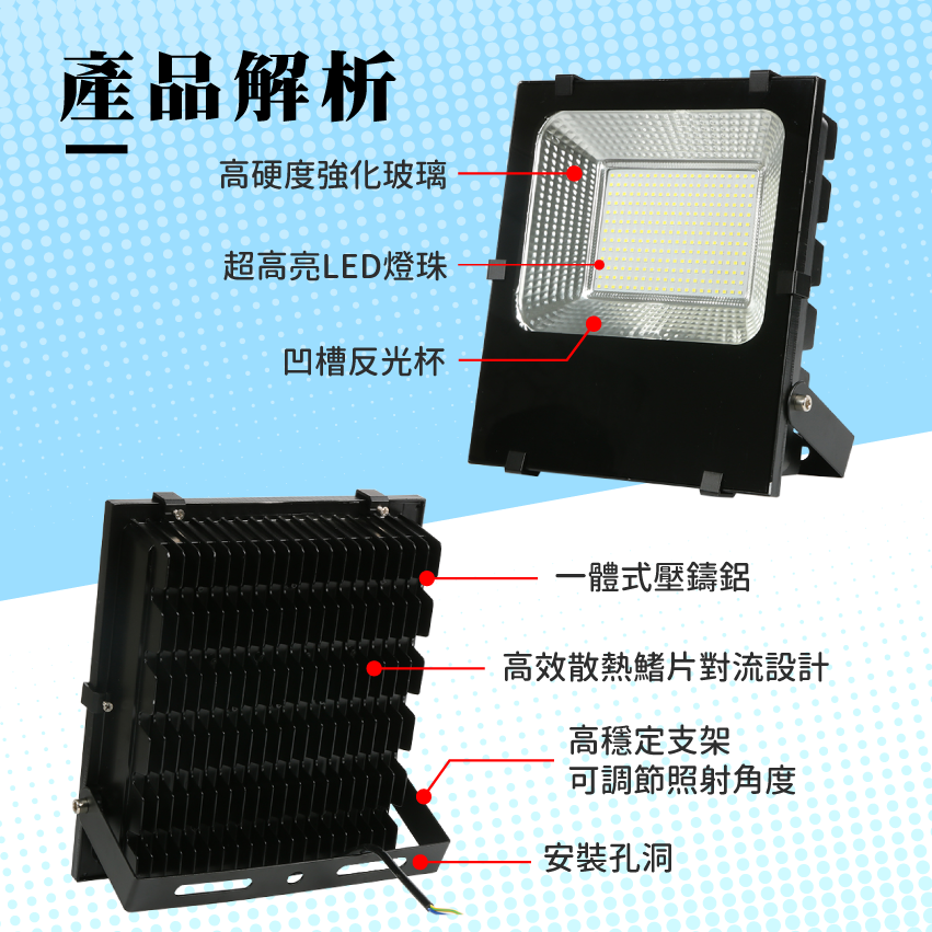 ◎LED戶外防水投光燈/投射燈 20/30W，IP66，CNS認證，工業用全電壓