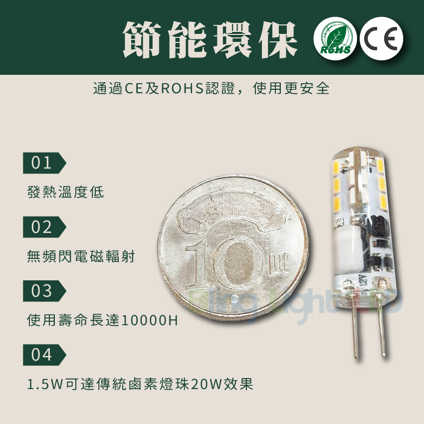 ◎高亮LED豆燈 12V 1.5W 水晶燈/嵌燈 G4燈頭 可取代鹵素燈珠 黃光