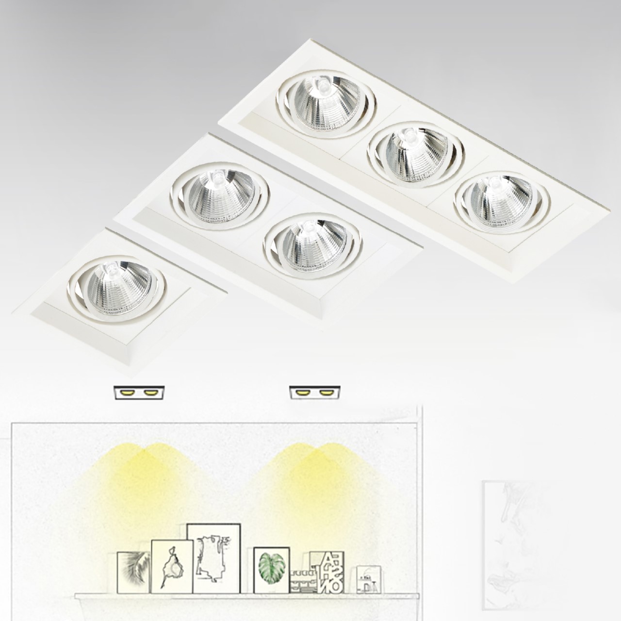 ◎LED COB邊框深防眩嵌入式盒燈，15W，聚光款，可調角，單燈/雙燈/三燈，黑殼/白殼，保固一年