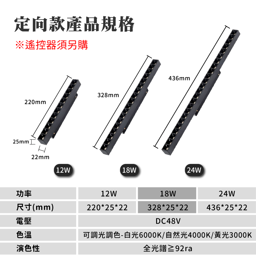 ◎LED智能遙控調光調色磁吸軌道燈 聚光燈 定向款/萬向款，12/18/24W