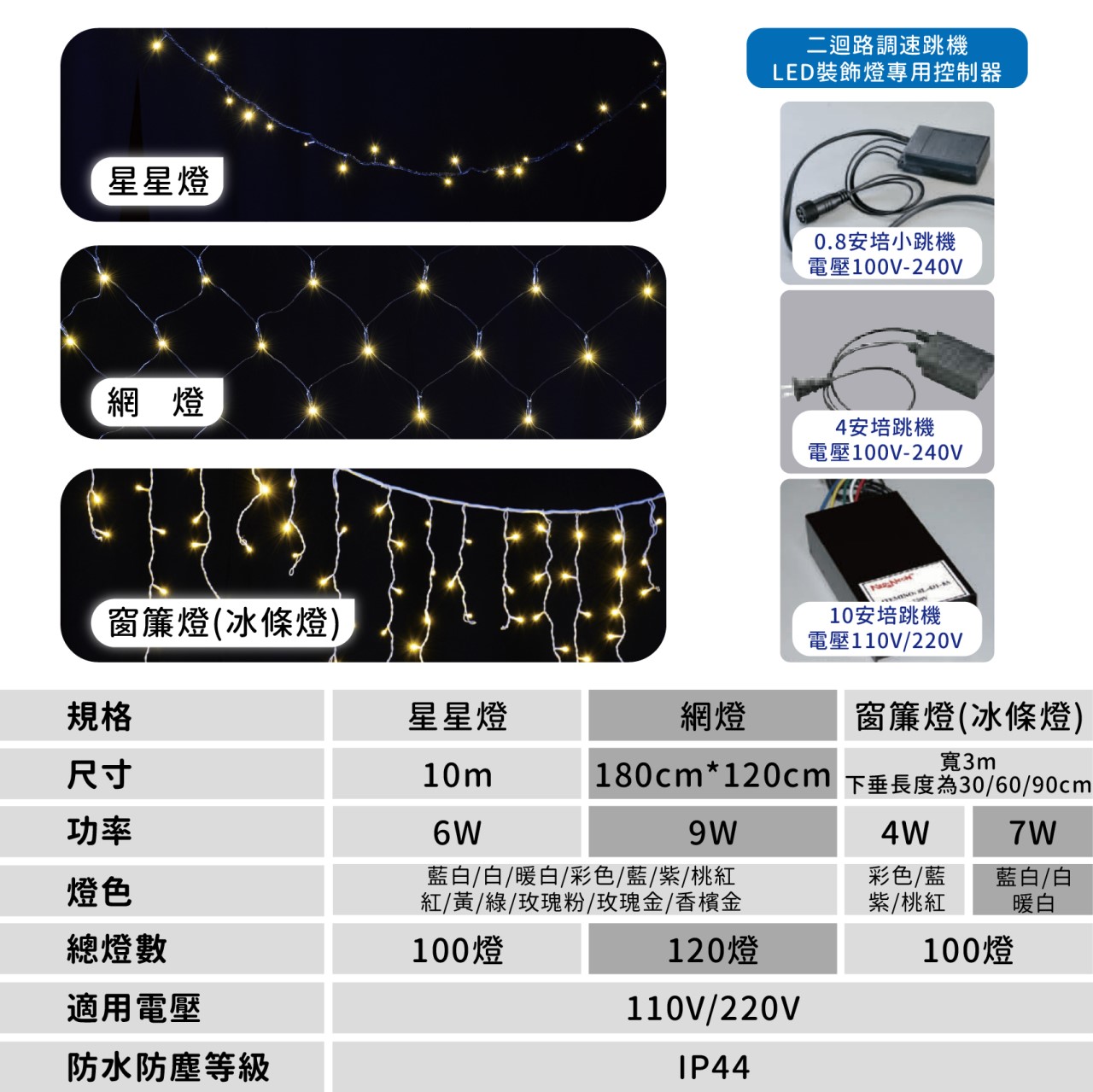 ◎LED耶誕燈串 星星燈 網燈 窗簾燈 冰條燈 裝飾燈 氣氛燈 防水 可接跳機 可串接