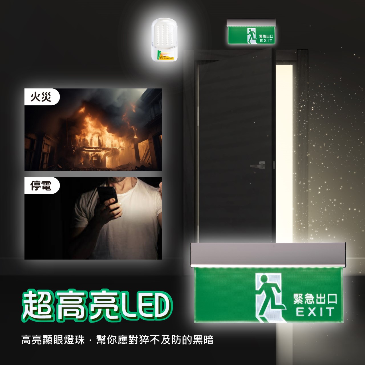 ◎LED緊急避難消防單面出口指示燈/出口燈/方向燈 消防署認證 台灣製造 消防安檢可用