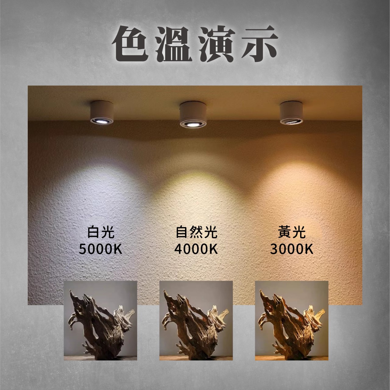 ◎LED 太極吸頂筒燈，3W/5W/7W/15W，黑/白，任意調角，高顯色，三種色溫