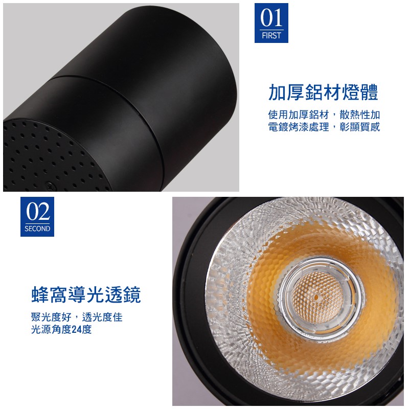 ◎COB鋼砲圓筒軌道燈/投射燈15W，1500流明24度角，一年保固，另有20W/30W