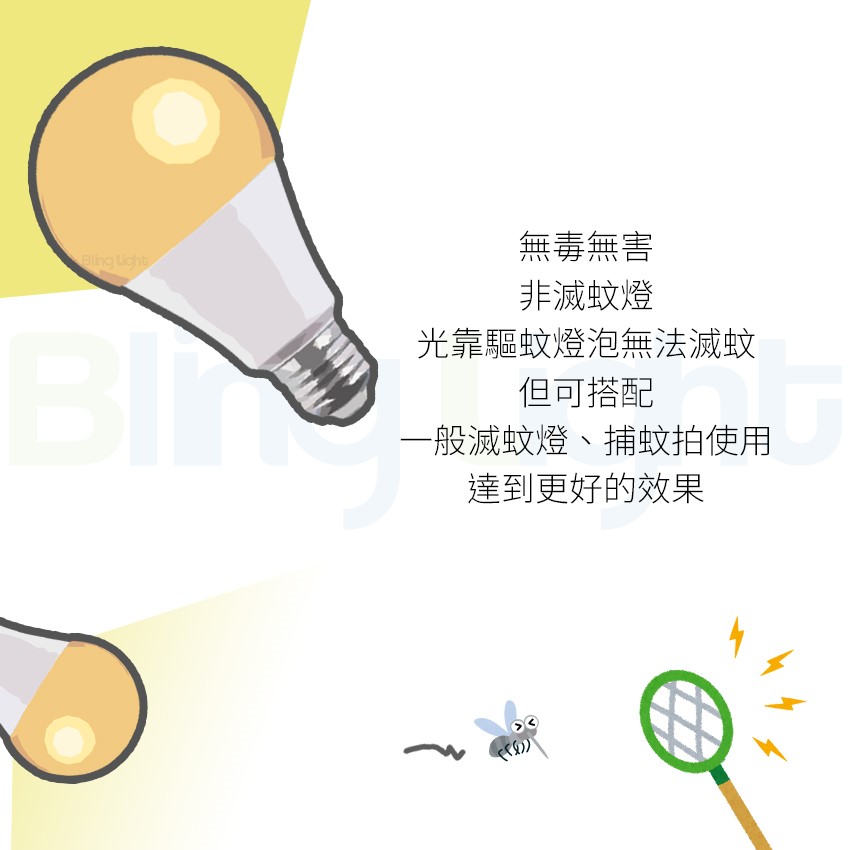 ◎ LED 大同驅蚊燈泡 黃光驅蚊燈 E27燈頭 2200K
