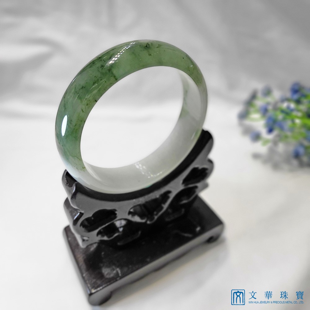 山水墨翡翠玉鐲 18圍