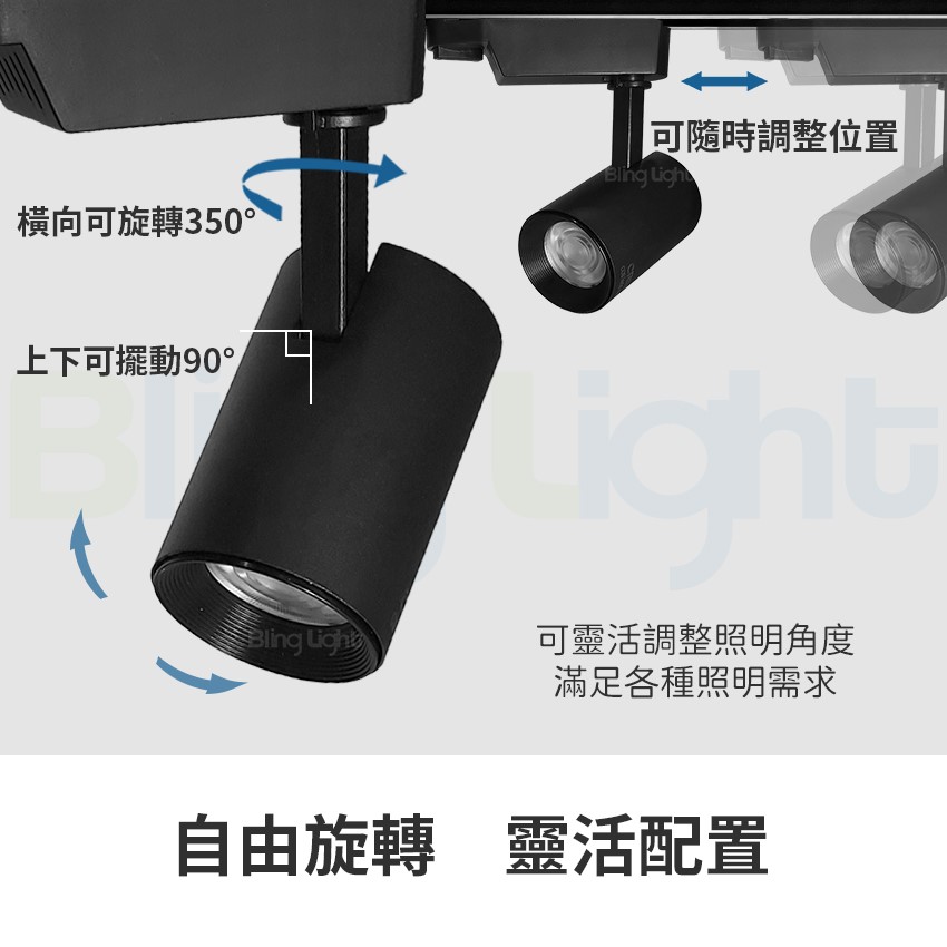 ◎LED COB 邱比特長筒軌道燈/投射燈，CREE晶片，9W/15W另有20W/30W
