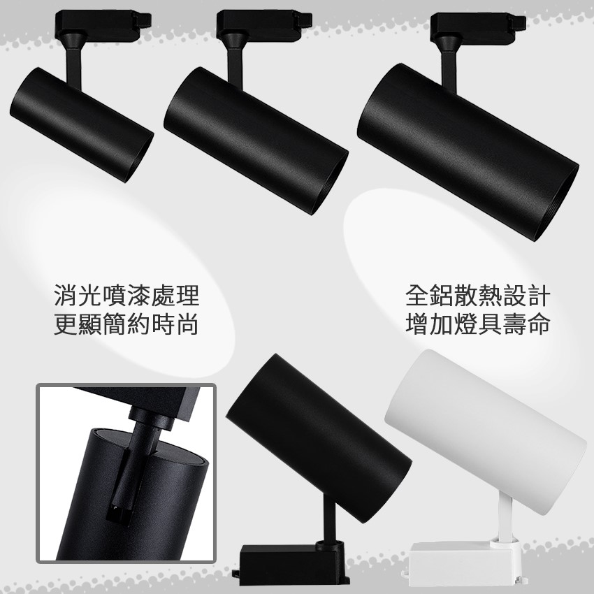 ◎COB長筒軌道燈 投射燈 15W，24度角聚光，白光/黃光