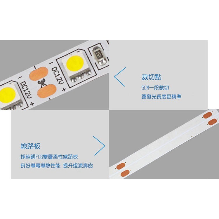 ◎12V矽膠防水條燈/燈帶/線燈/層板燈/櫥櫃燈/ 條燈，5050燈珠，一捲5米300燈