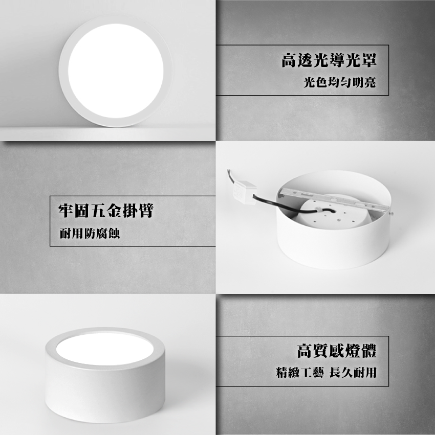 ◎LED 一體式防眩散光吸頂筒燈，15W，明裝免開孔，可加吊線安裝，白光/自然光/黃光，全電壓
