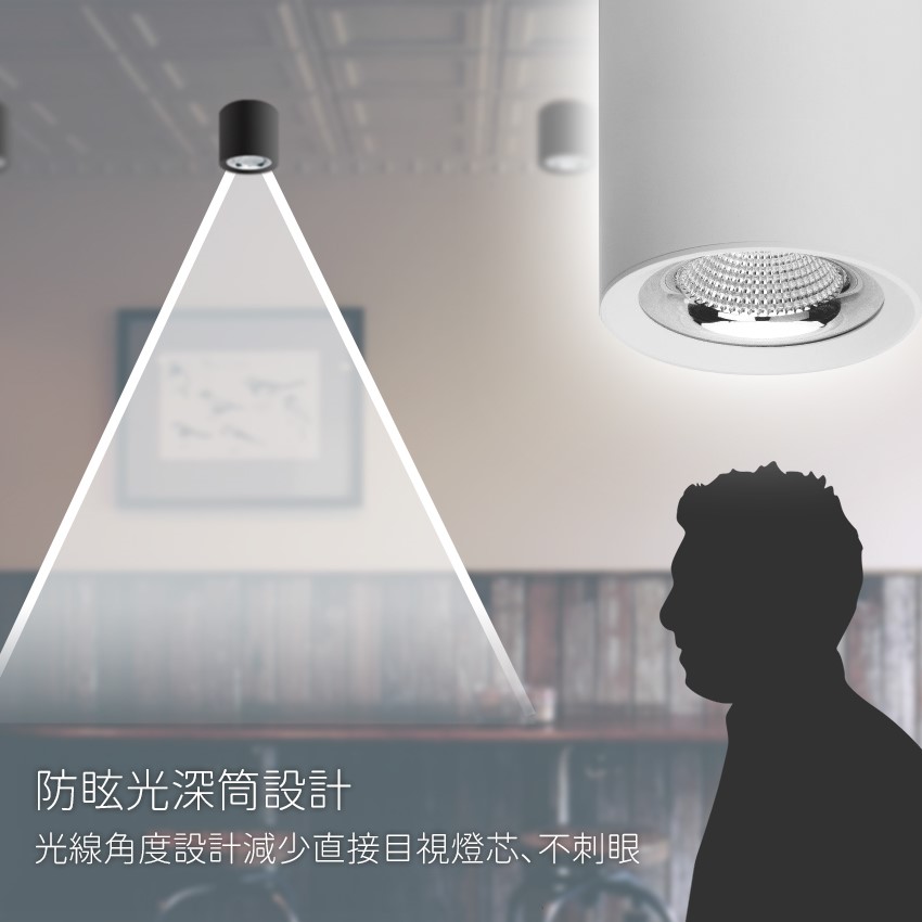 ◎台製COB吸頂筒燈，CREE晶片90Ra，8W/12W，吸吊兩用，台製全電壓，保固二年