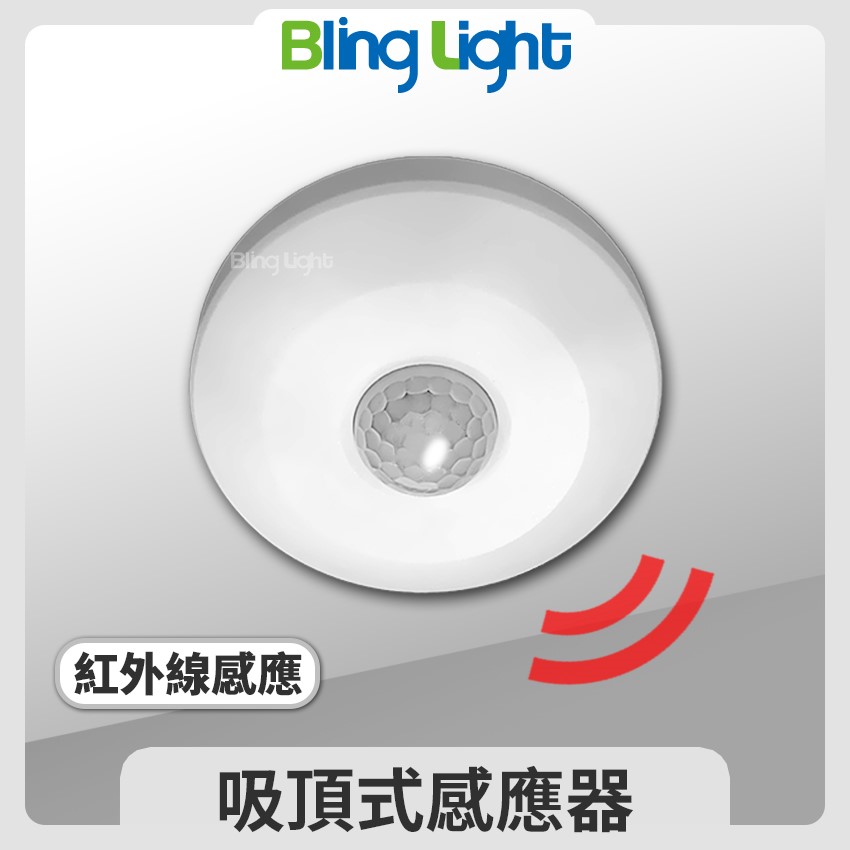 ◎吸頂式感應器 紅外線式感應，全電壓360°人體感應可調時間/日夜模式