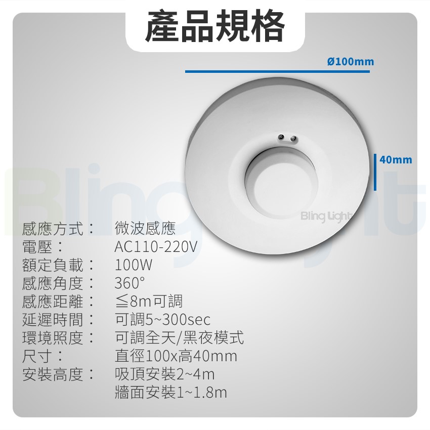 ◎吸頂式感應器 微波雷達感應 ，360°人體感應開關 全電壓