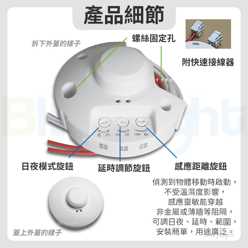 ◎吸頂式感應器 微波雷達感應 ，360°人體感應開關 全電壓
