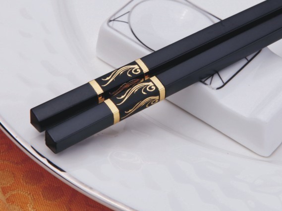 黑金玉蘭花筷