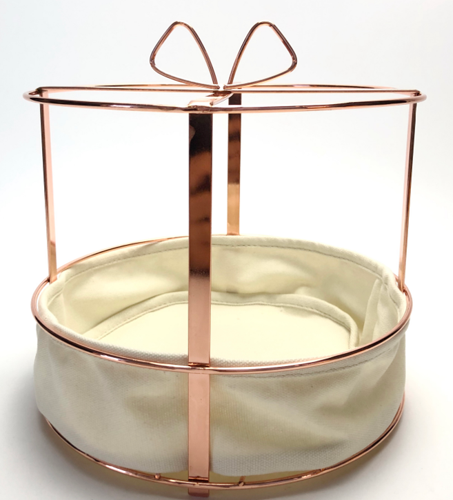 玫瑰金線條蝴蝶結展示籃 (訂製品)