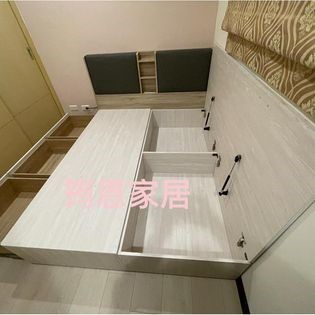 木工訂作收納床底+夜燈USB插座貓抓皮床頭