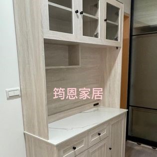 鄉村風高腳岩板4尺餐櫃全組