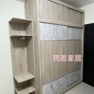 訂作6*7滑門+轉角櫃+置頂衣櫃設計款浮雕木紋衣櫃