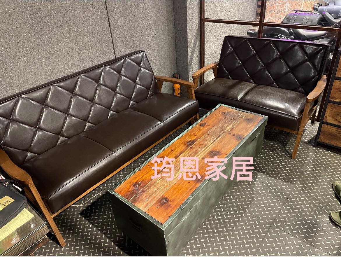 工業複古風3+2深咖啡色沙發