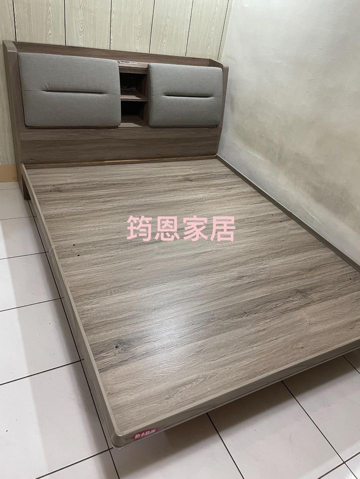 工業風多功能貓抓皮墊超厚實床頭箱+自動上鎖安全裝置掀床