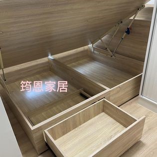 抽+側掀5尺床底+書架式簡約床頭板
