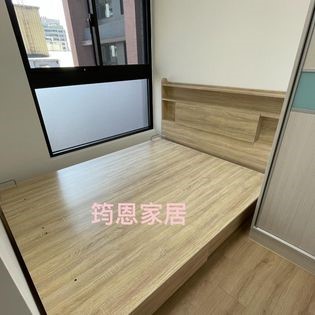 抽+側掀5尺床底+書架式簡約床頭板