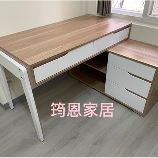 北歐風L型書桌含側櫃