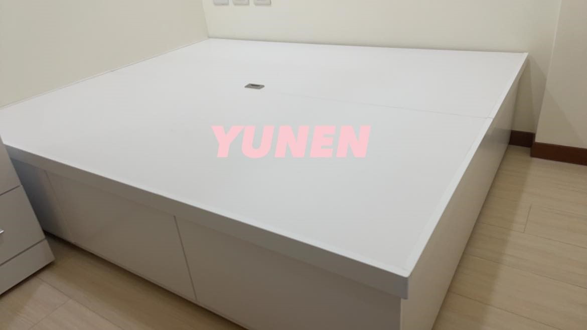 客製雙人純白三抽+上掀高床台