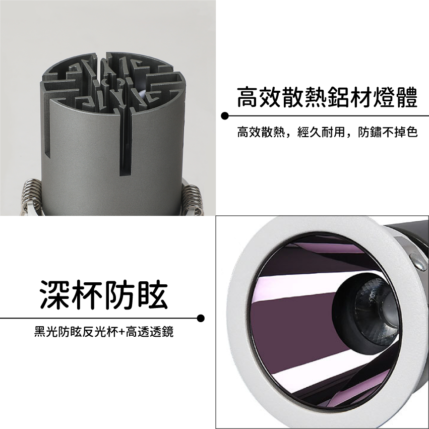 ◎台製COB深杯黑光防眩嵌燈/崁燈，6/12/30W，CREE晶片，設計師款，保固兩年