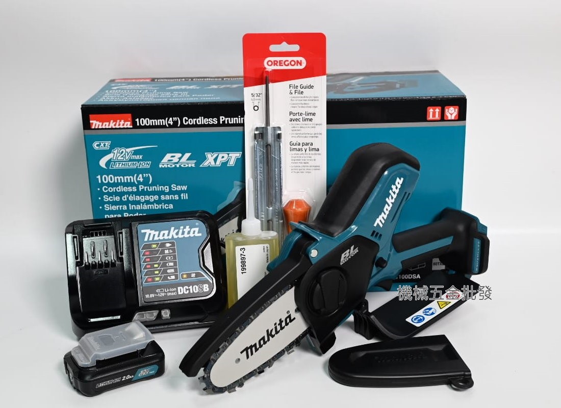 makita {牧田} UC100DSA 12V 2.0A 4英吋充電式無刷手持式鏈鋸機,電動工具