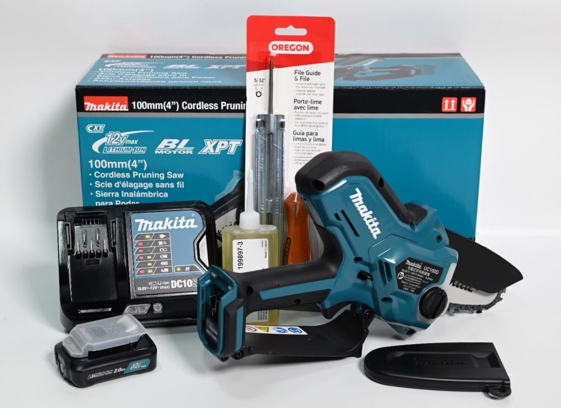 makita {牧田} UC100DSA 12V 2.0A 4英吋充電式無刷手持式鏈鋸機,電動工具