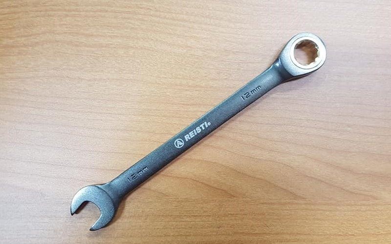 REISTI固定式棘輪梅花扳手 高扭力黑金鋼鍍鎳扳手 12mm,手工具