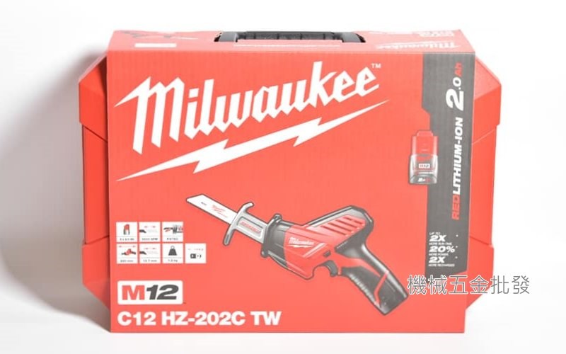 Milwaukee {米沃奇} C12 HZ-202C 12V充電式軍刀鋸 雙2.0A電池,電動工具