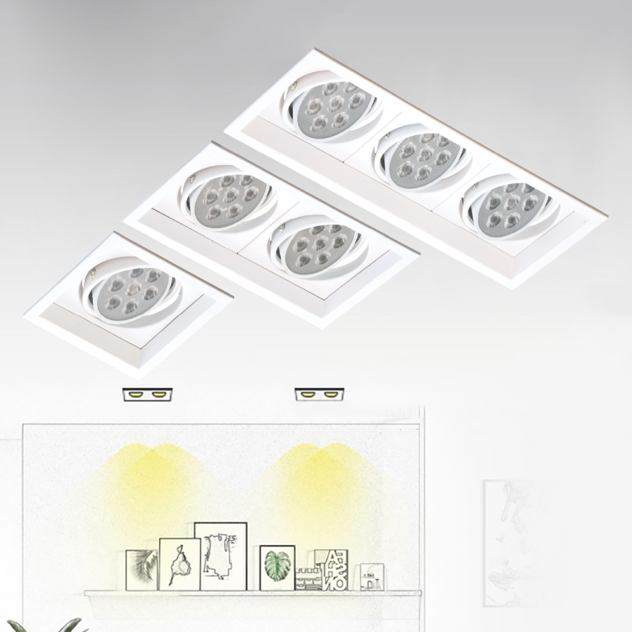 ◎LED 邊框輕便型嵌入式盒燈，12W，聚光款，可調角，單燈/雙燈/三燈，黑殼/白殼，保固一年，另有9W/15W