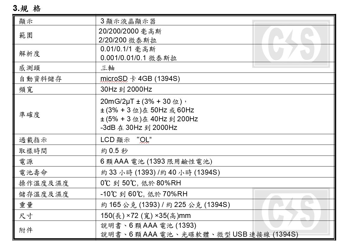 TES-1394 三軸磁場記錄表 磁場測試儀