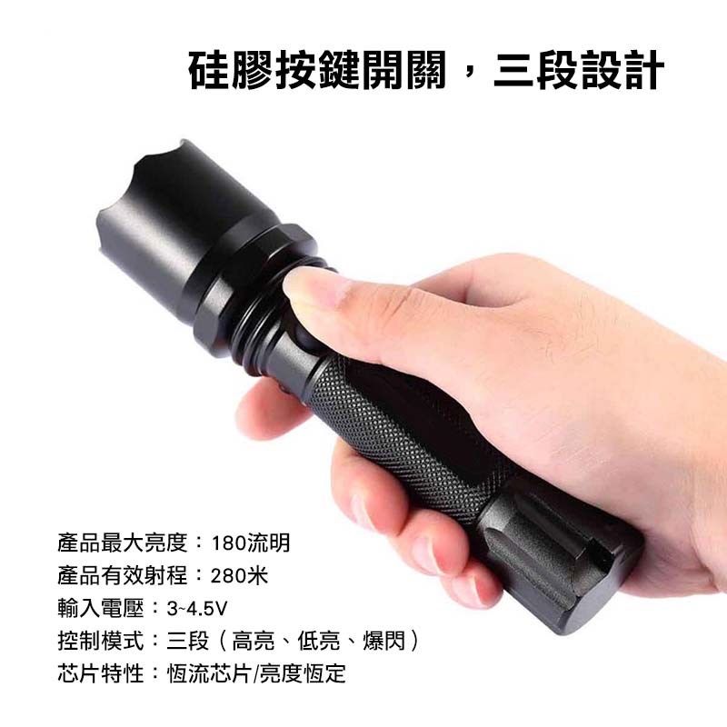 GL-H08 多功能強光手電筒 CREE LED晶片 IPX8防水 攻擊頭破窗 USB充電＋可換電池 台灣