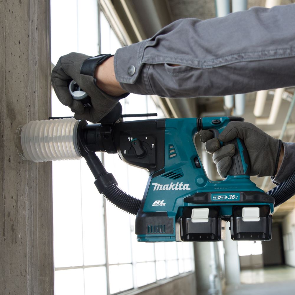 makita {牧田}  DHR280ZWJ 36V(18Vx2)充電式四溝電鑽 鎚鑽【單主機】+集塵器,電動工具