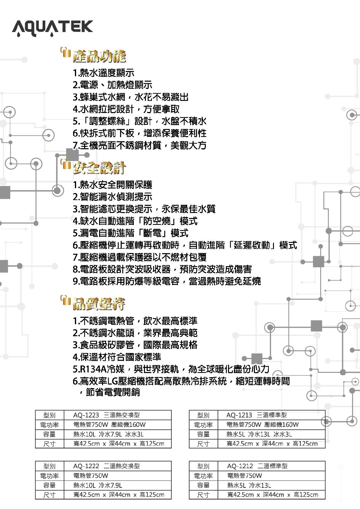 AQUATEK沛宸 AQ-1213 三溫標準型直立式飲水機，內含標準5道RO機