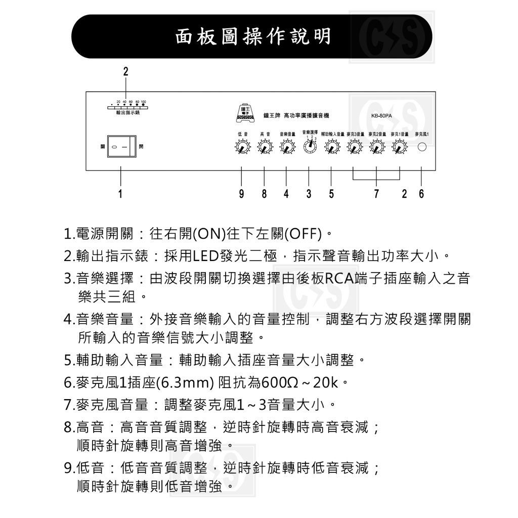鐘王 PA擴大機 KB-80PA