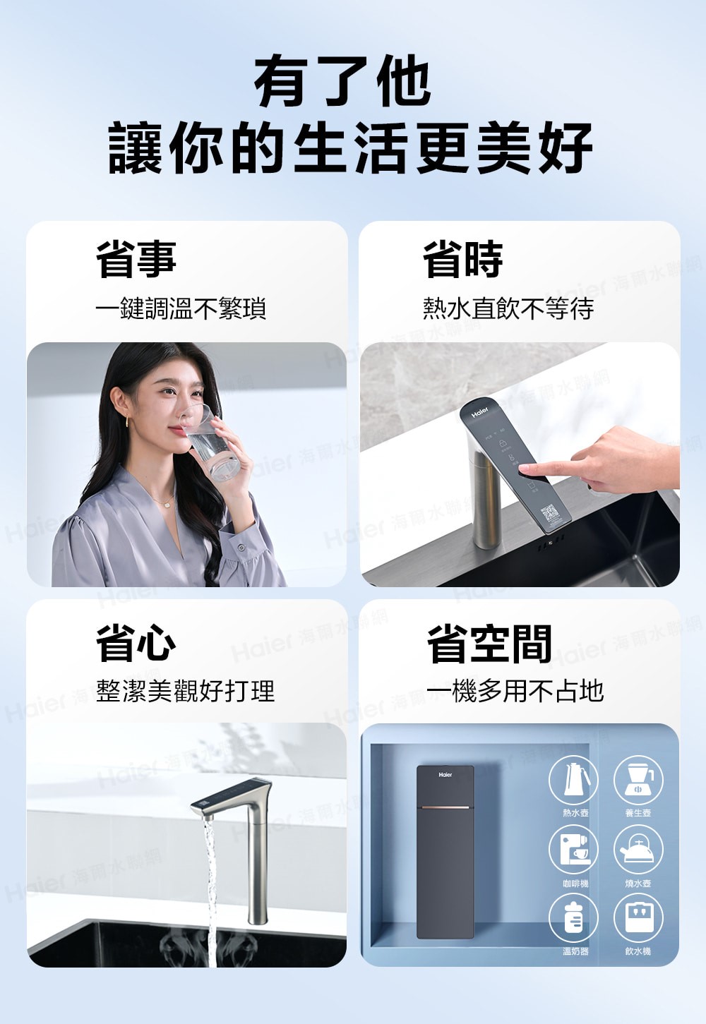 Haier 海爾 RO淨水器+熱飲機一體機 ( 鮮活3.0 RO四段溫控瞬熱生飲淨水器 )