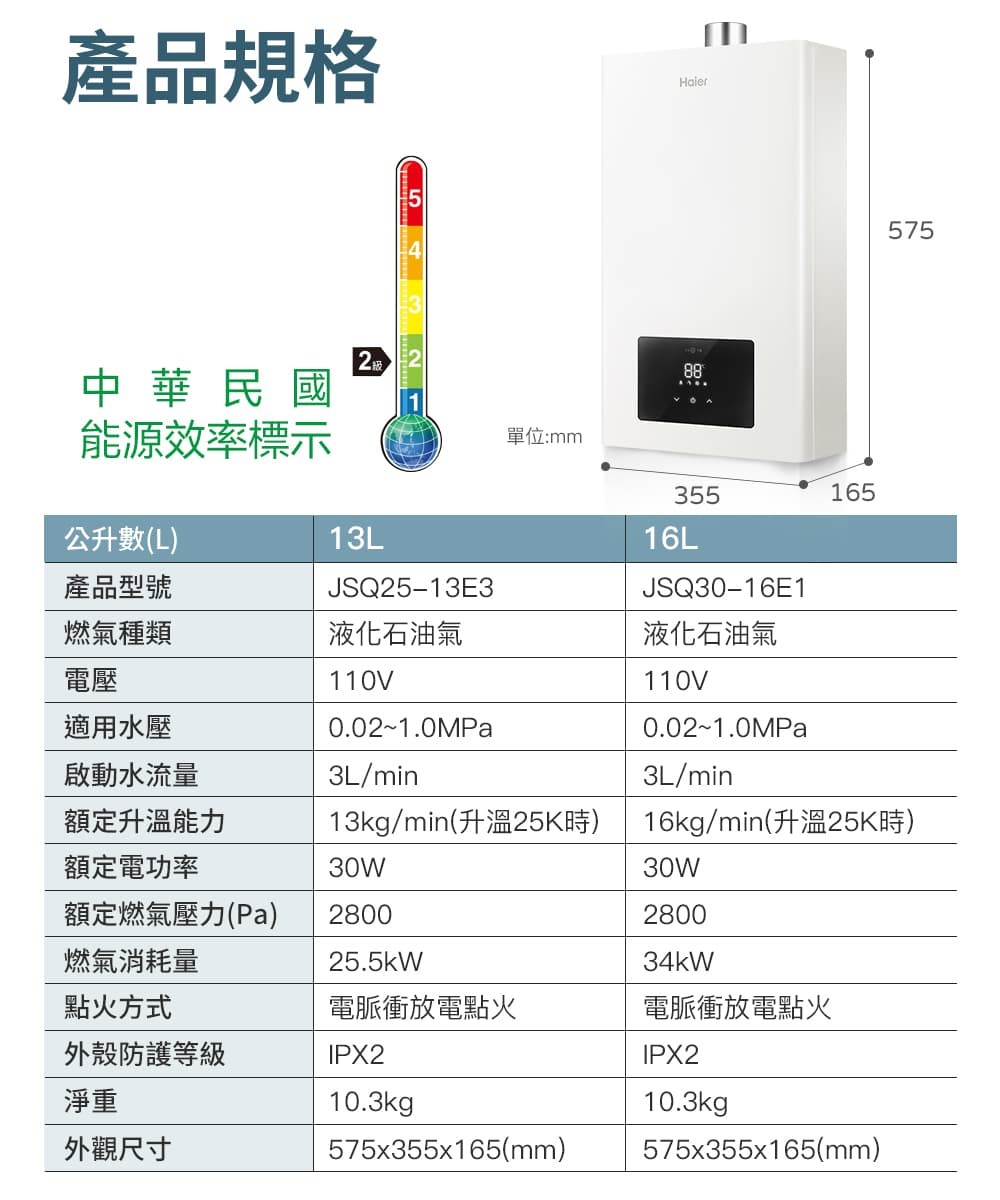Haier海爾智能恆溫強制排氣熱水器