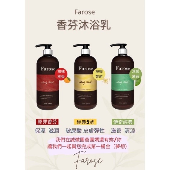 髮諾絲Farose 香氛沐浴系列三瓶活動組