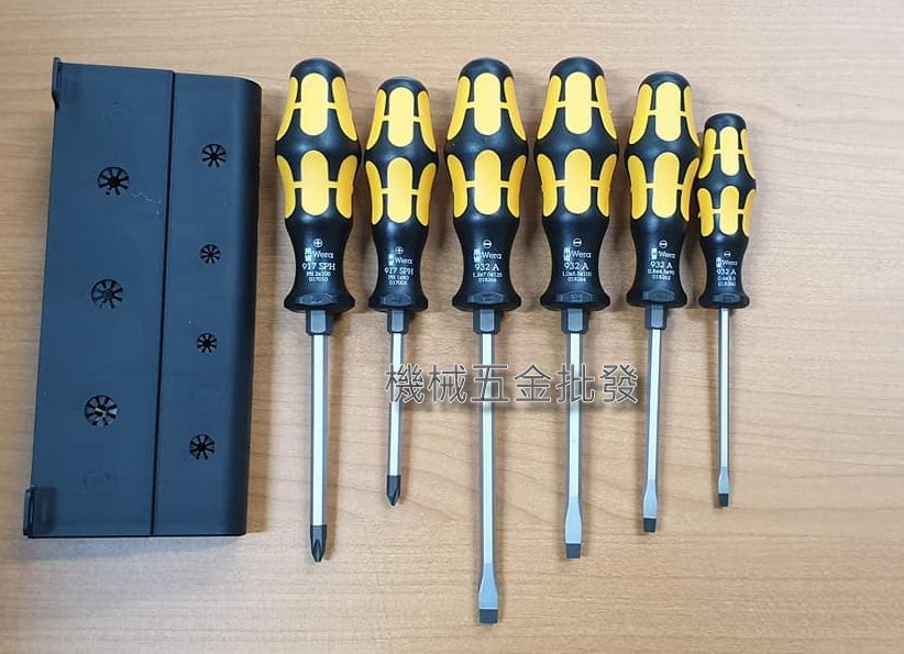 932/6 德國Wera鑿型起子組 十字 一字 6支裝(附展示架),手工具