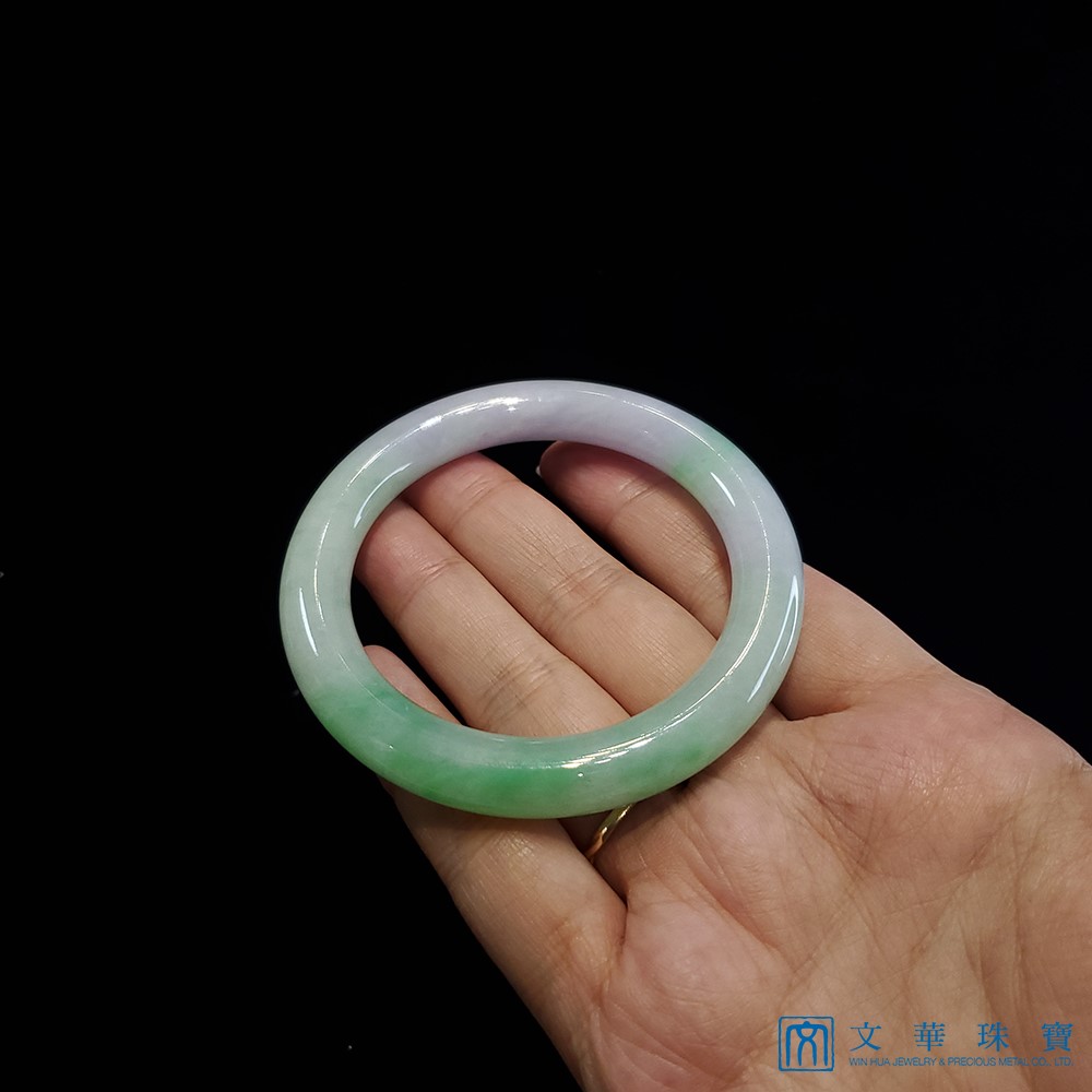 粉嫩春帶彩圓骨玉鐲 18.8圍