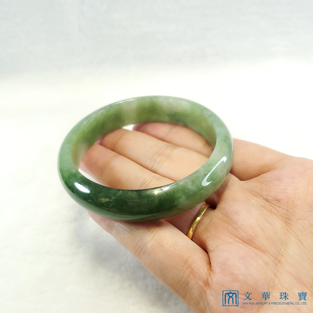 翡翠花青玉鐲 18.5圍 平安鐲