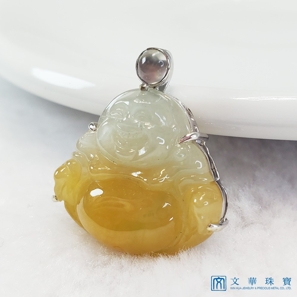 冰糯巧色黃翡彌勒佛